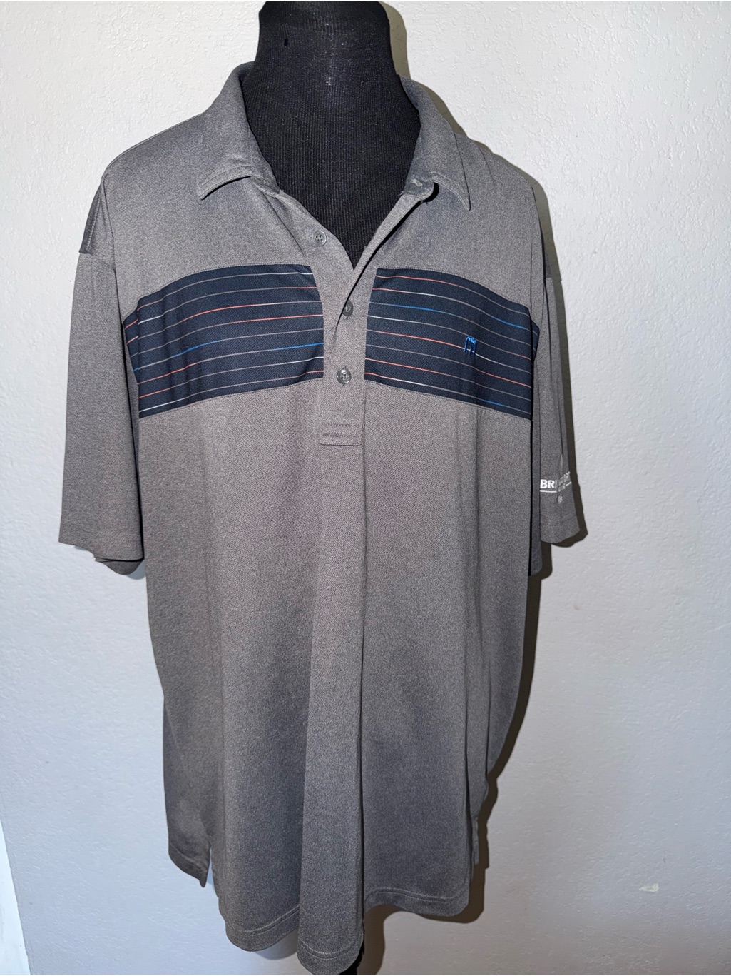 Men's Travis Mathew Polo Golf Short Sleeve Shirt Sz Xl Gray Bridgeport Brewing